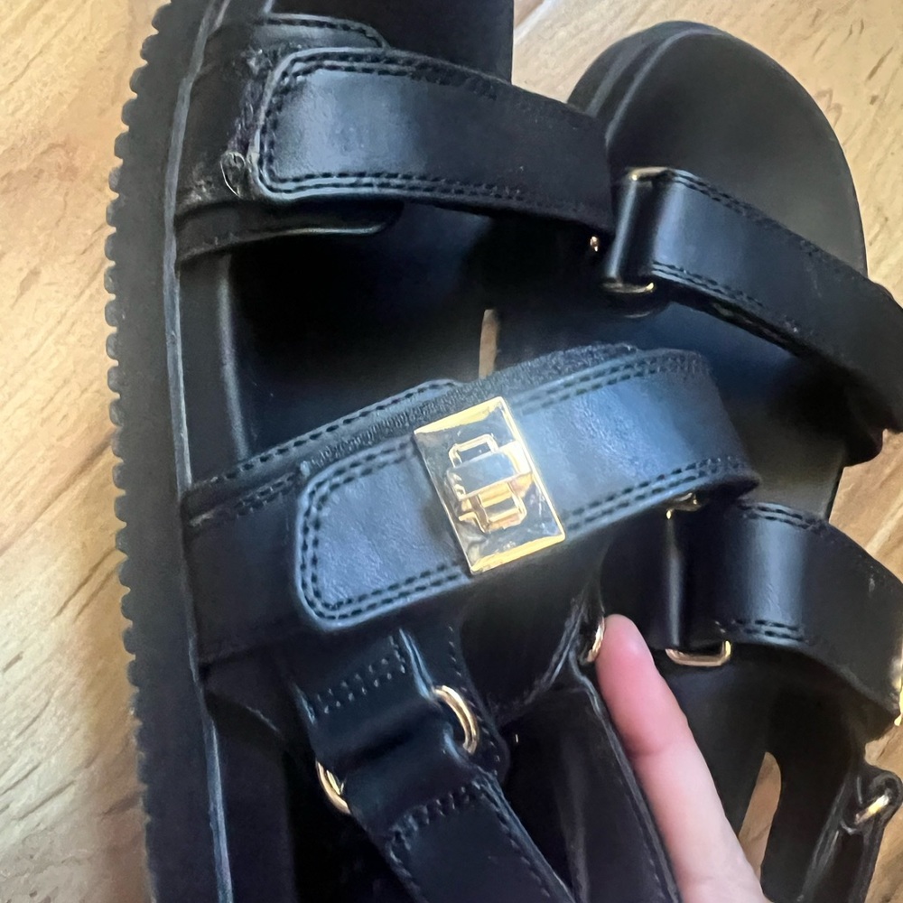 A new day Black Sandals with Gold Accent